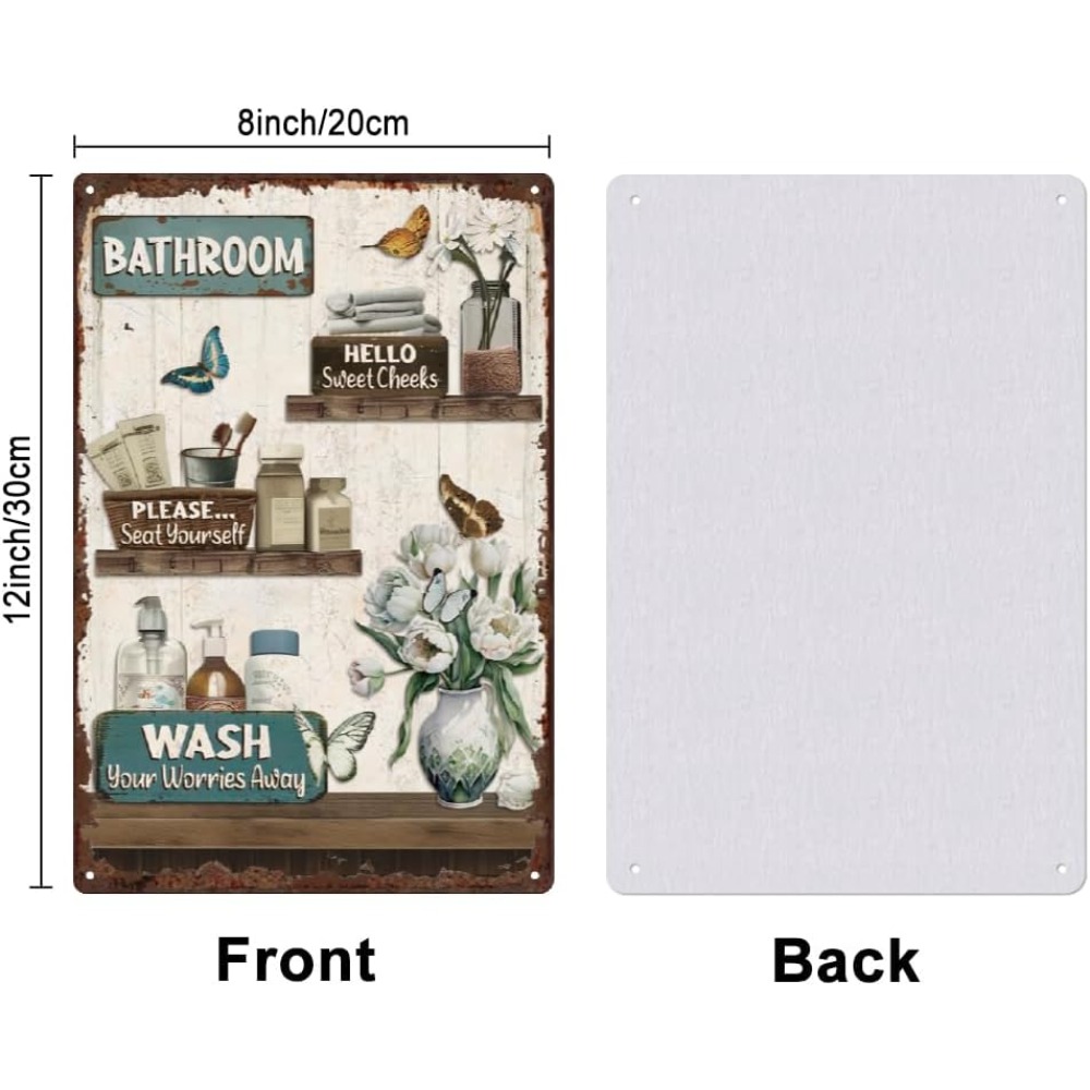 Bathroom Floral Tin Signs Vint - Home Bathroom Wall Art บทวิจารณ์และราคา
