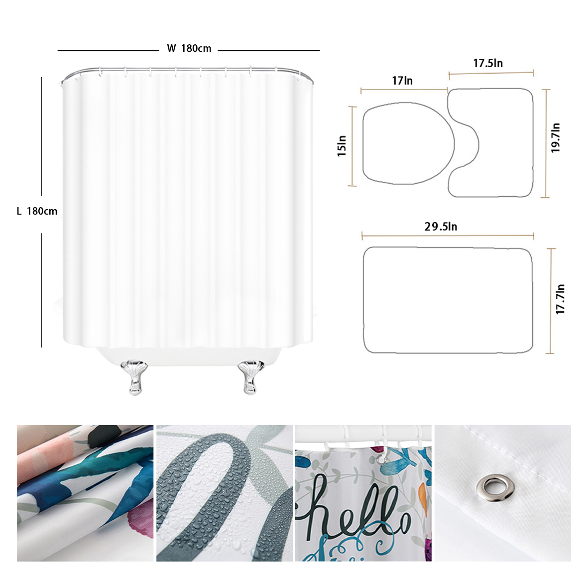 Custom Shower Curtain Bathroom - Shower Curtain Liner บทวิจารณ์และราคา
